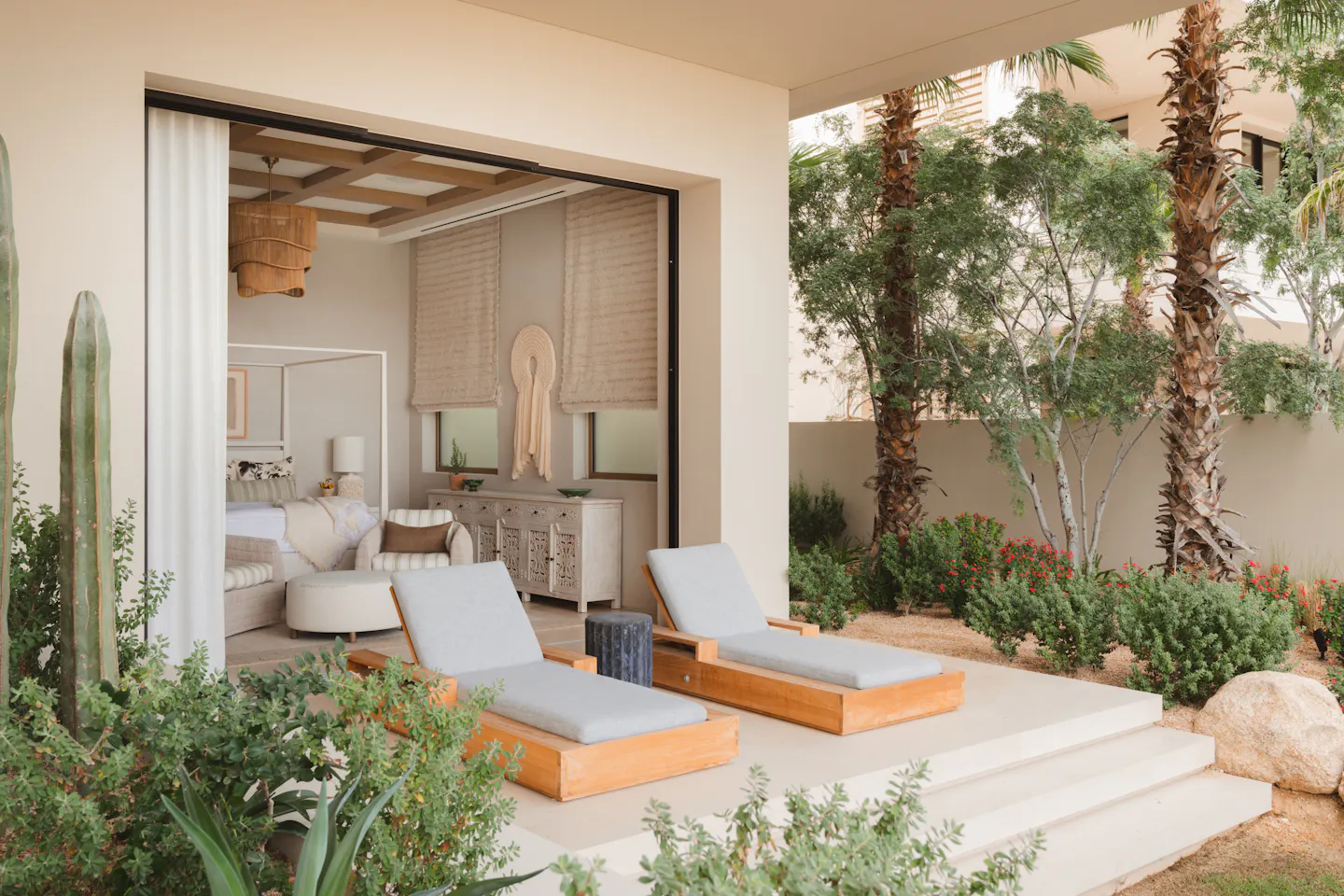 Andrea Goldman Luxury Interior Design Firm Chicago Gray Cabo Guest Room Patio