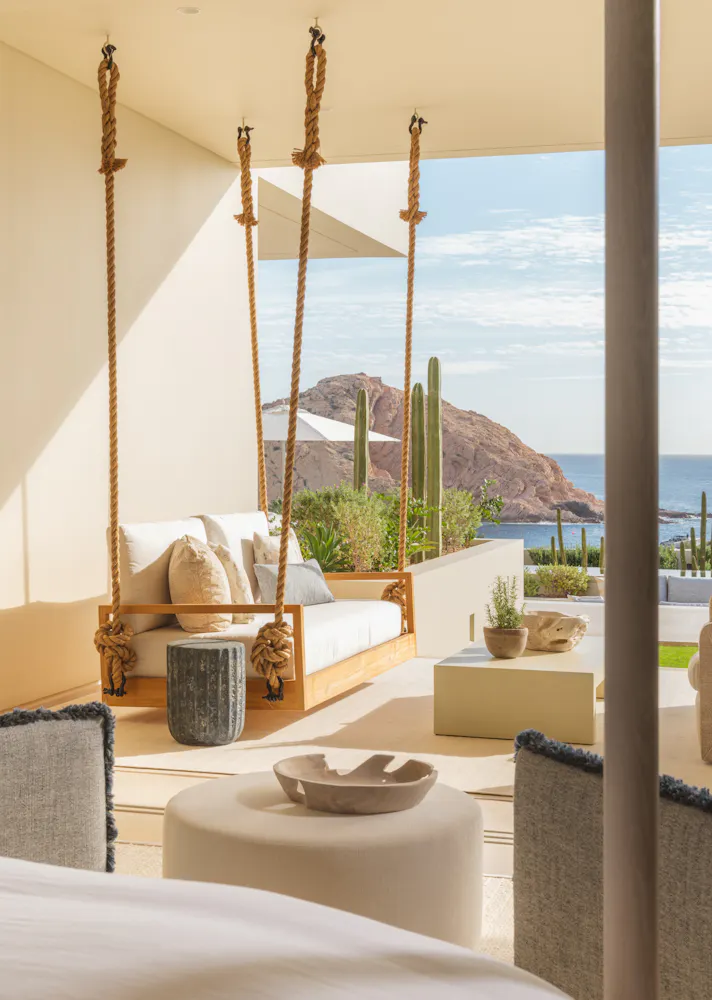 Andrea Goldman Luxury Interior Design Firm Chicago Gray Cabo Guest Room 4 Bench