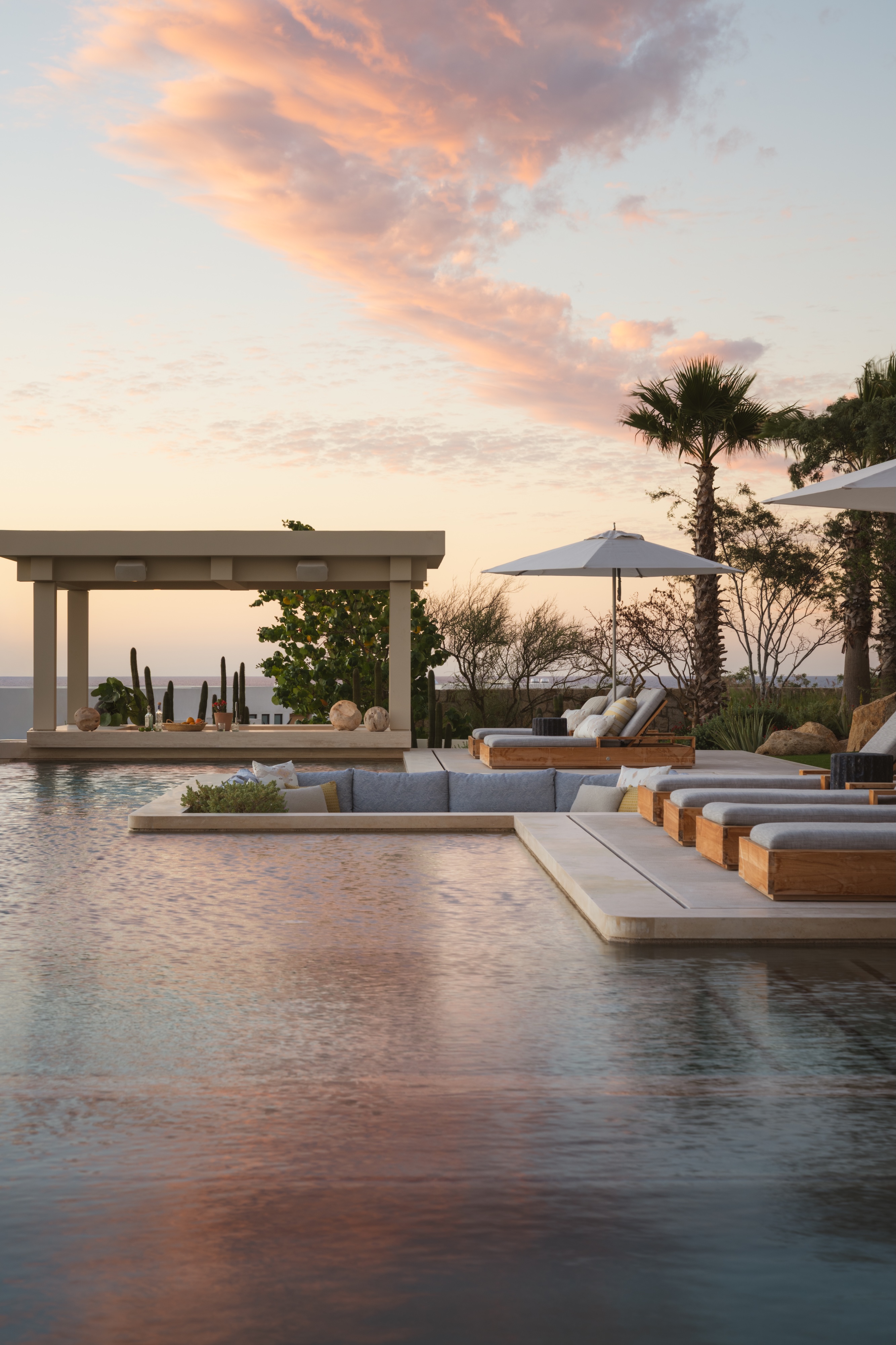 Andrea Goldman Luxury Interior Design Firm Chicago Gray Cabo Pool Sunset