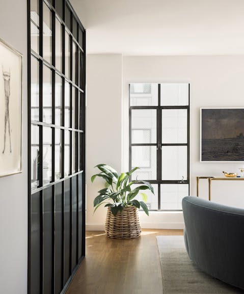 Andrew-Mann-Architecture-California-Nob-Hill-Pied-à-terre-Basket-with-Plant-Living-Room
