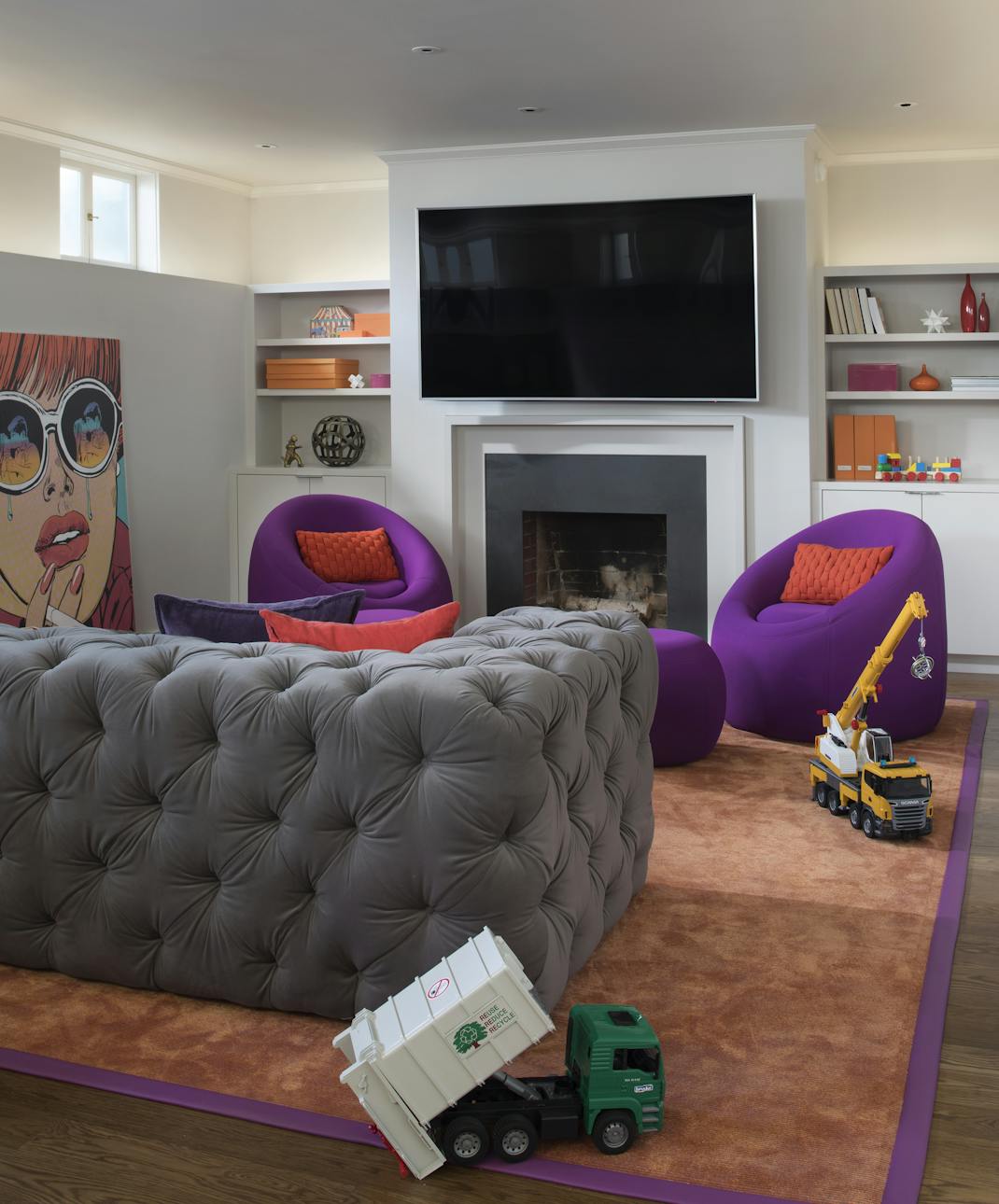 Andrew-Mann-Architecture-California-Urban-Style-Lounge-Tufted-Sofa-Purple-Chairs