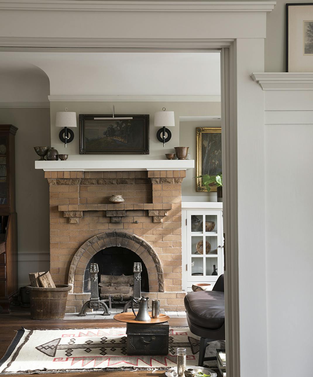 Andrew-Mann-Architecture-California-Modern-Craftsman-Brick-Fireplace