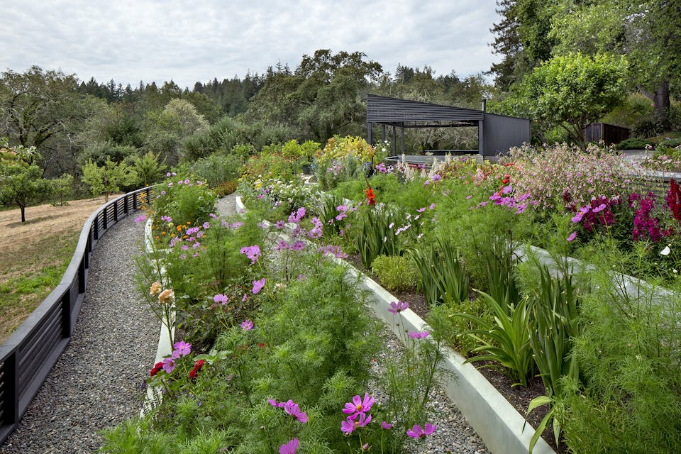 Andrew-Mann-Architecture-California-Sonoma-Retreat-Cabana-Pathways-with-Flowers