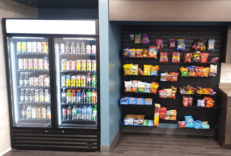 Micromarket with beverages and snacks