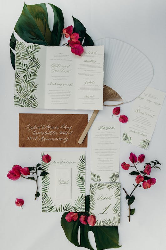 handgezeichnete Papeterie Aquarell mit Holzfurnierumschlag_ANJA HABEL unique events