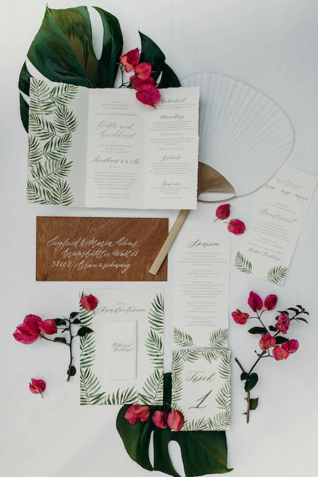 handgezeichnete Papeterie Aquarell mit Holzfurnierumschlag_ANJA HABEL unique events