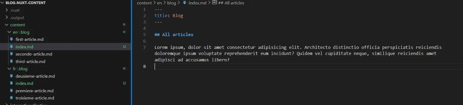 Nuxt Content: blog page markdown content