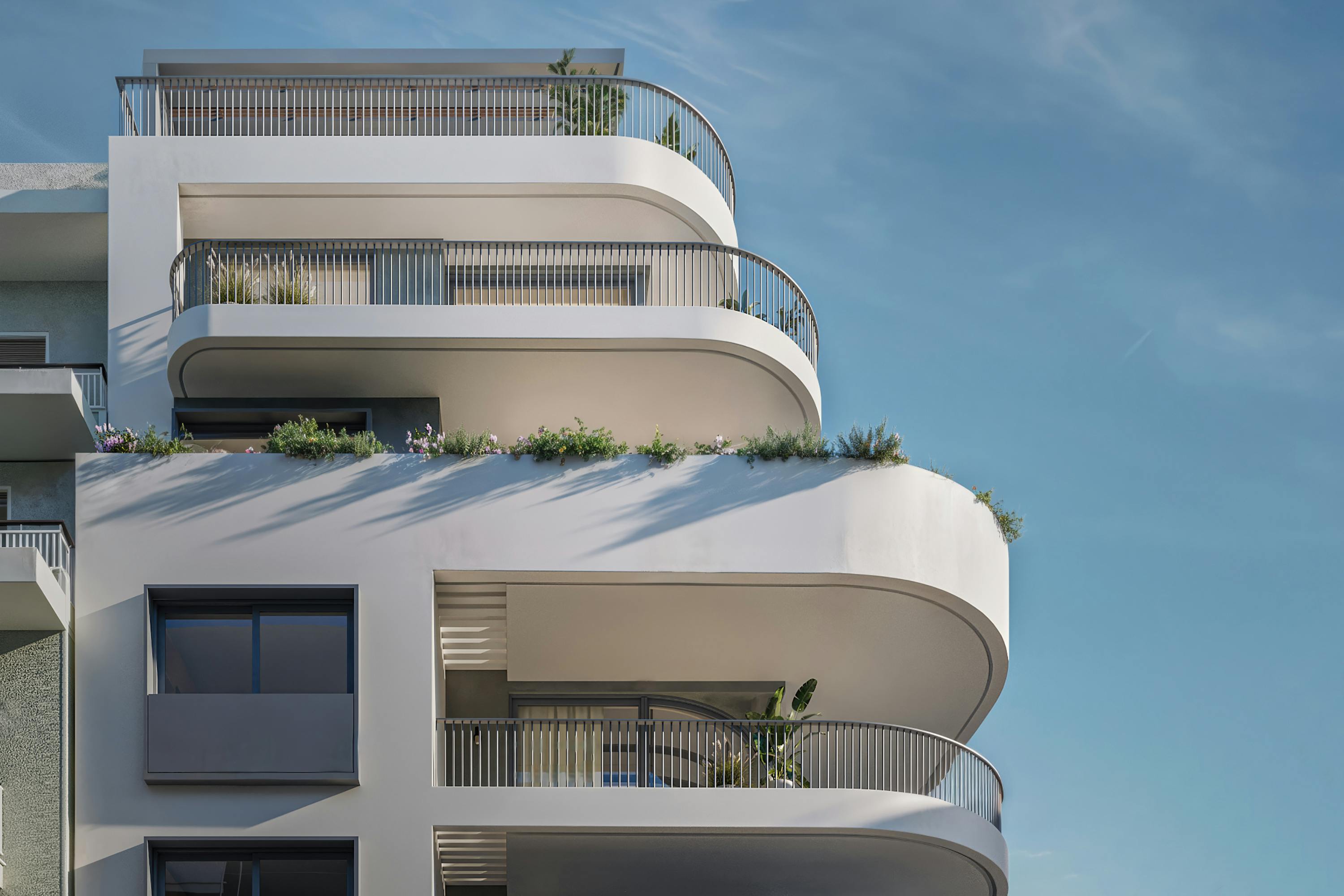 the curved balconies