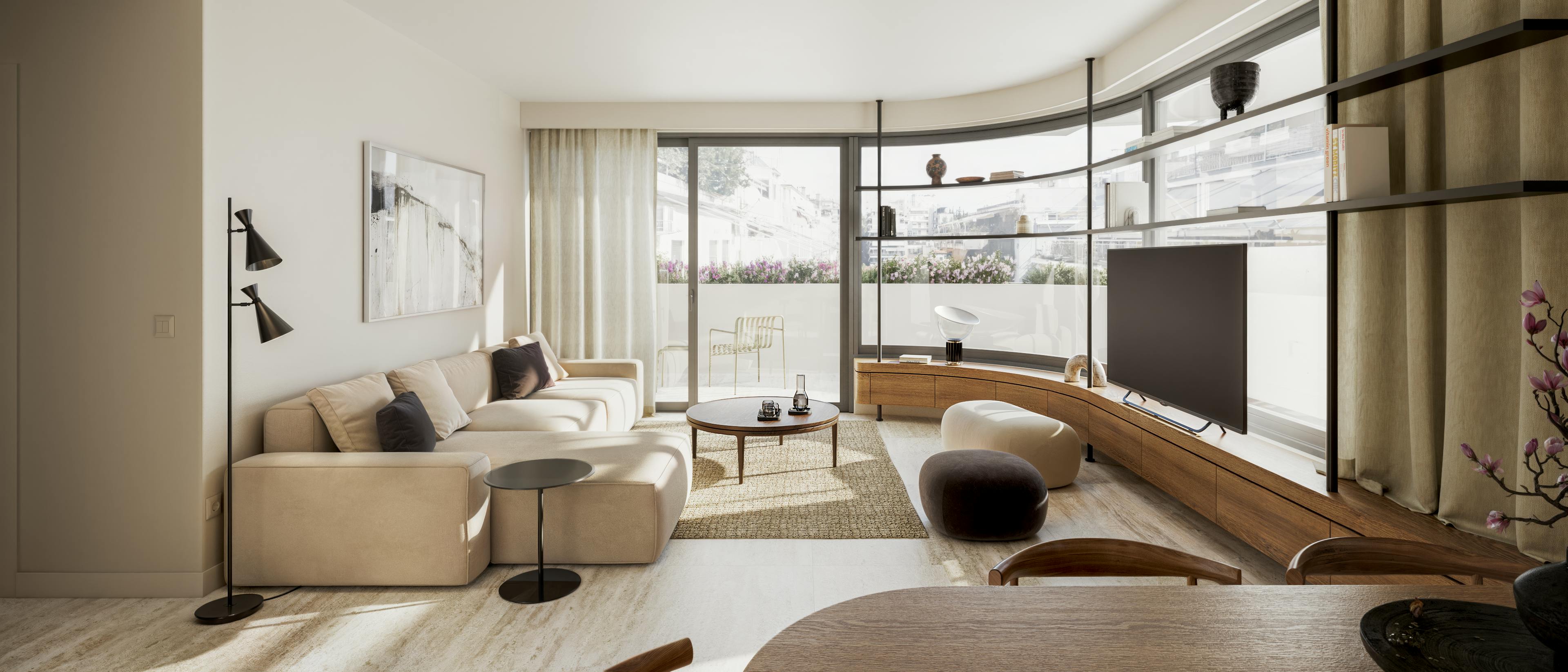 curved wall at the livingroom
