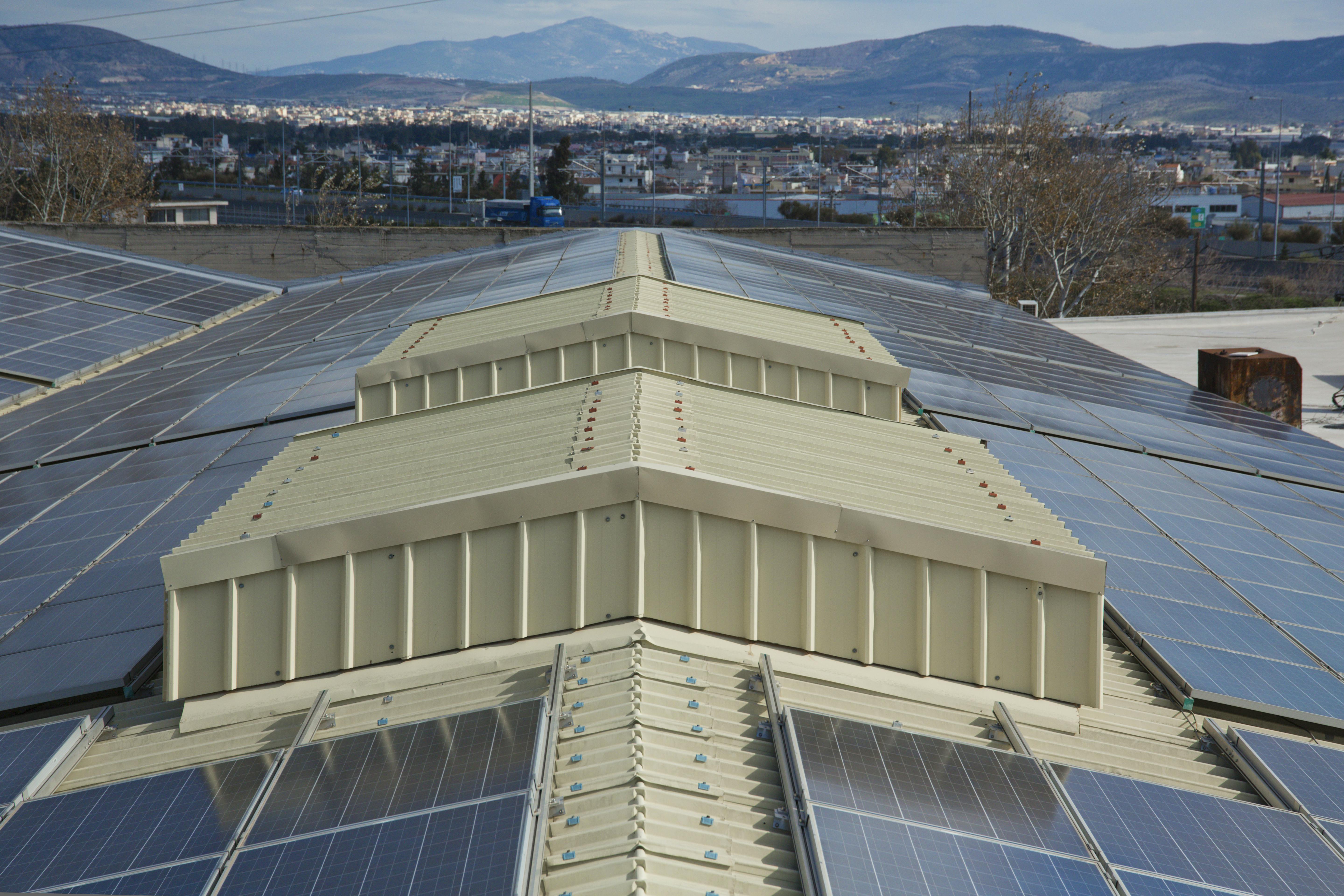 photovoltaic panels on the rooftops