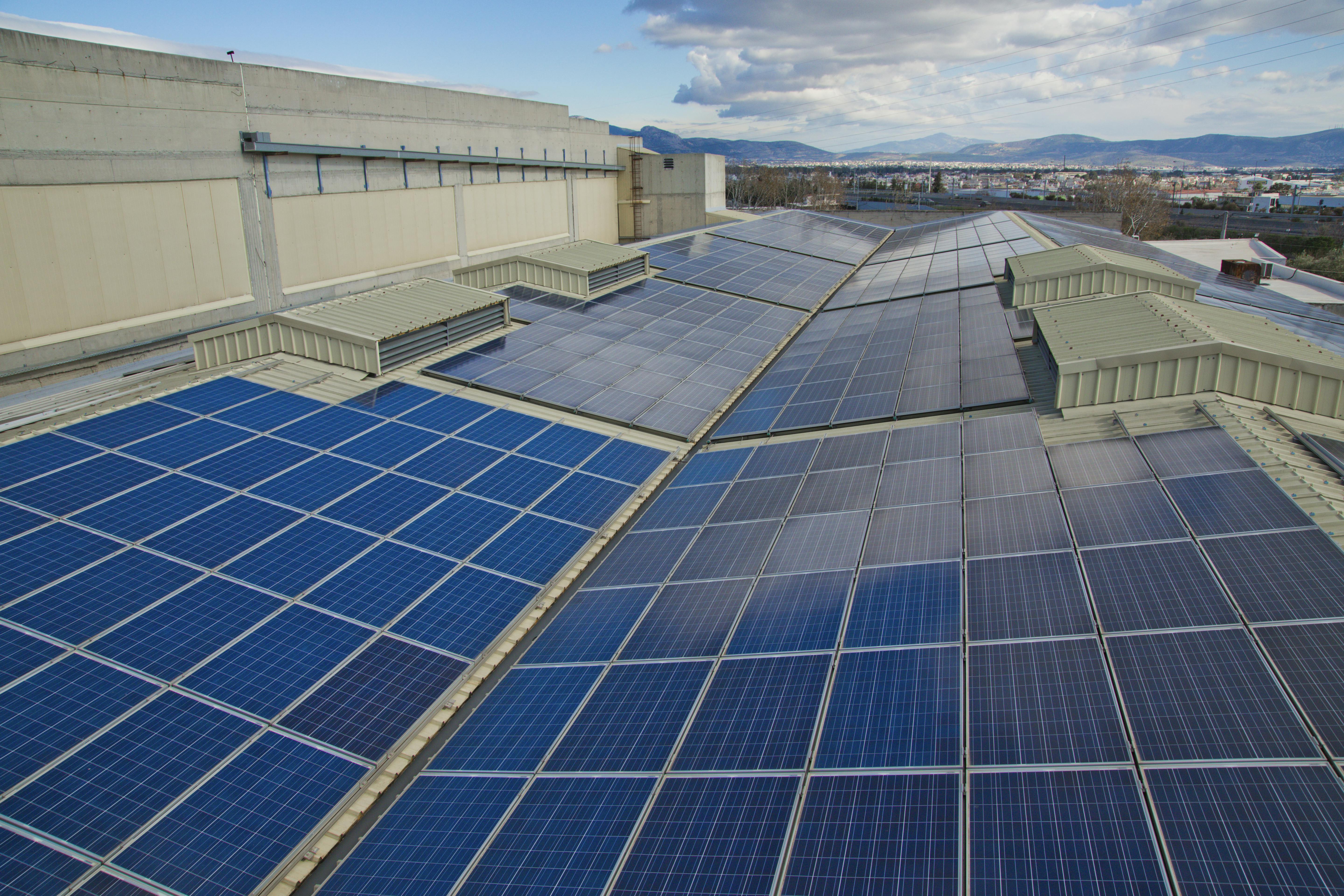 photovoltaic panels on the rooftops