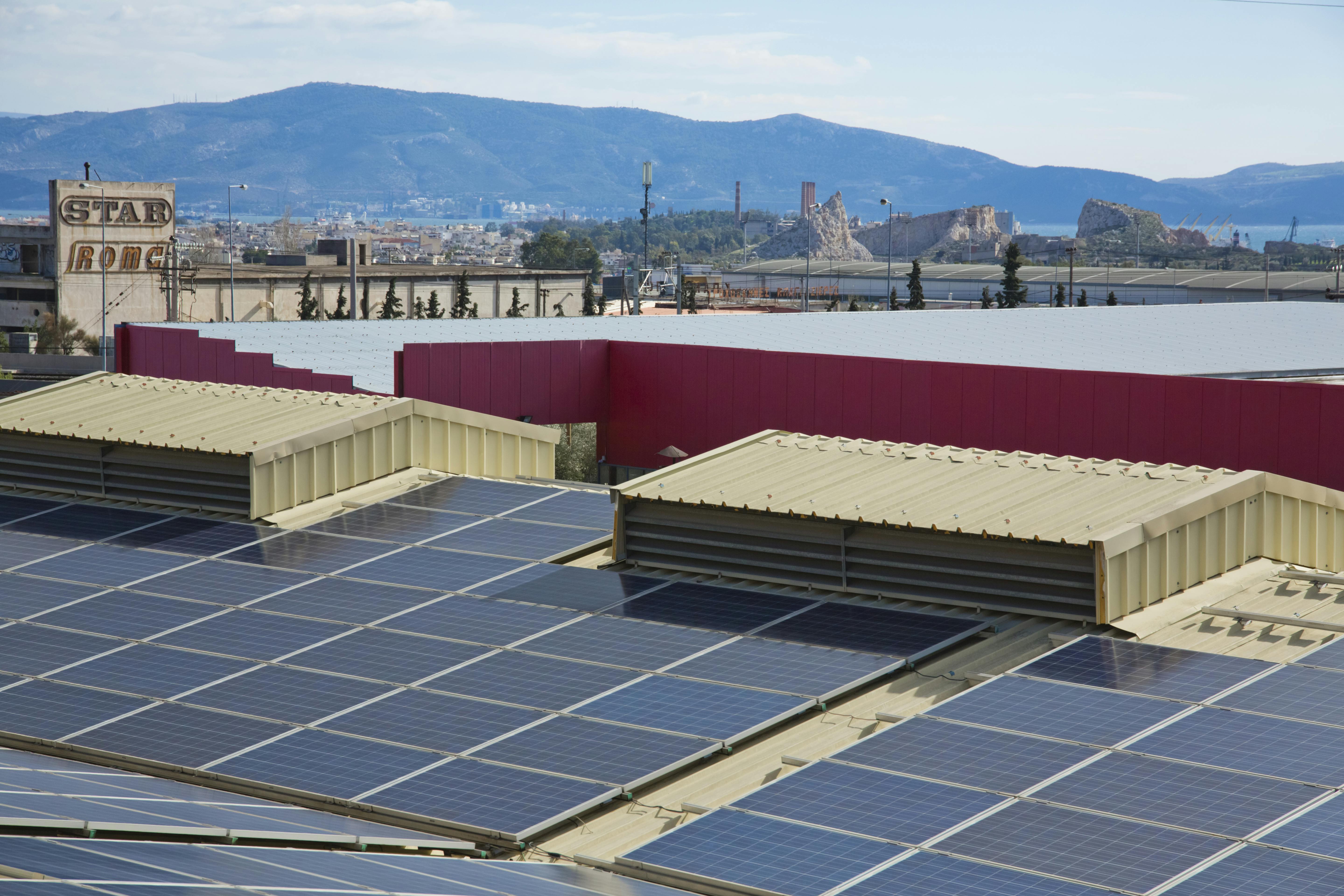 photovoltaic panels on the rooftops