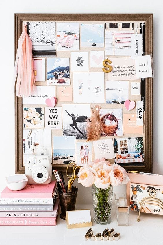Ejemplo de vision board en marco