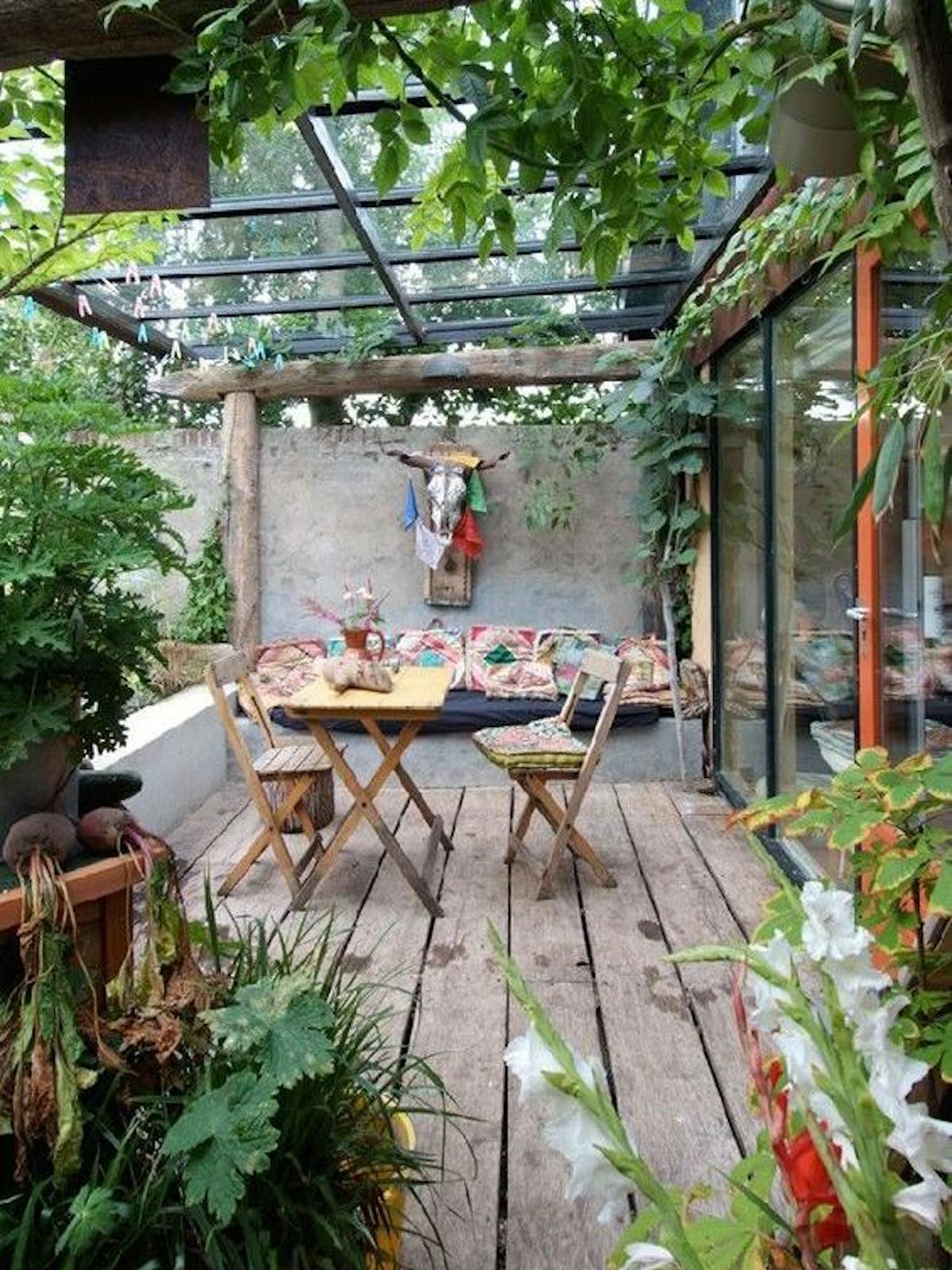 Terraza con colores naturales