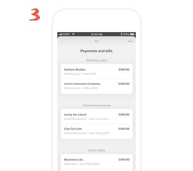 Scheduled payments on the account summary screen