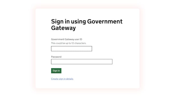 Sign in using Government Gateway