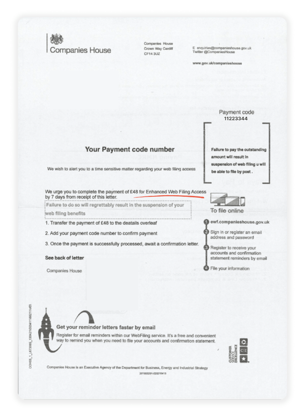 A scam letter claiming to be sent from HMRC