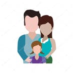 Icone représentant une famille: père, mère et fille