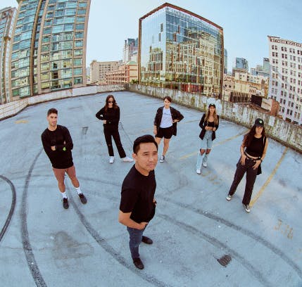 The Antisocial team standing on top of a parking garage