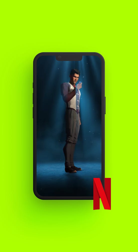 iPhone showing an Arcane character with the Netflix logo