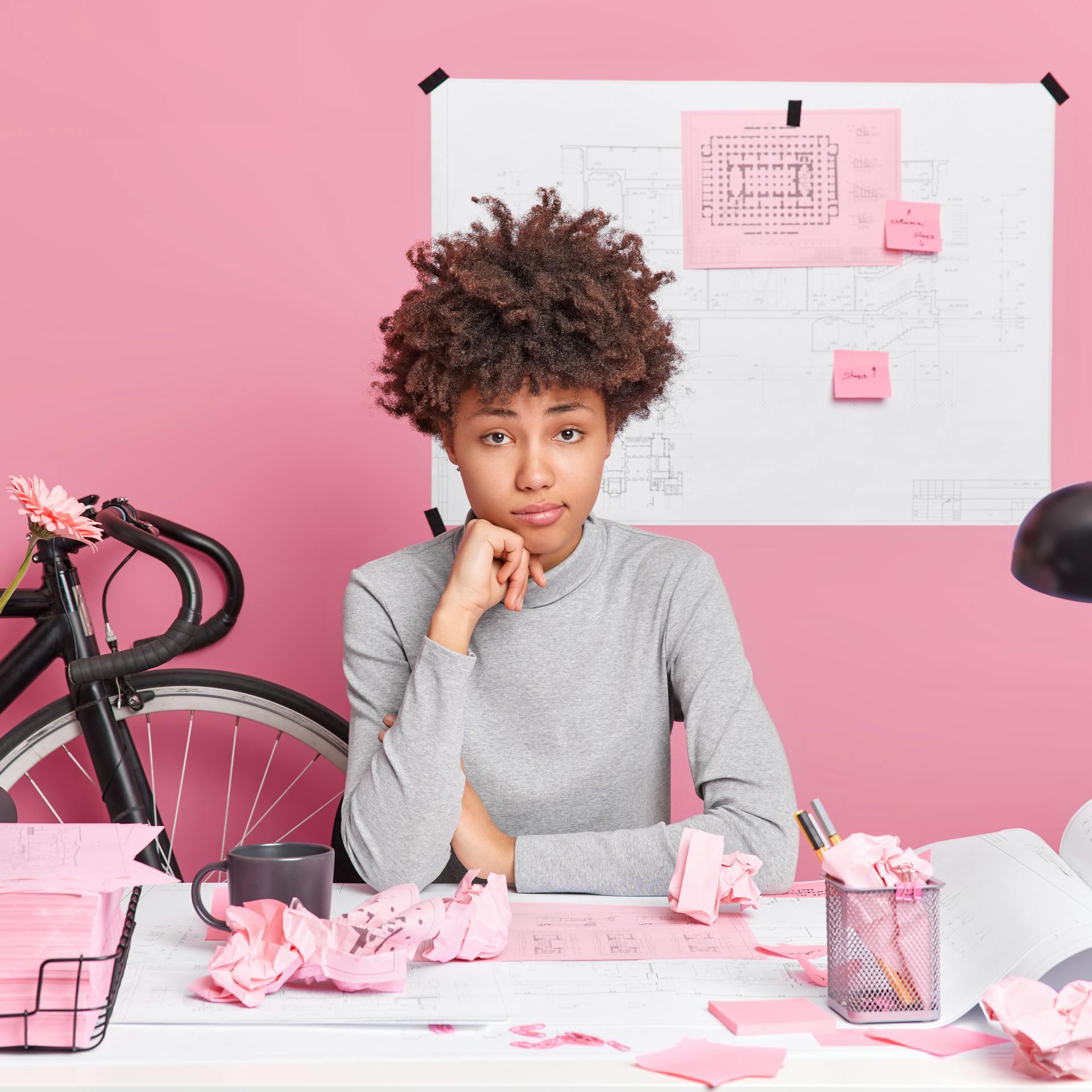 Image of Female with Curly Hair - Work Management