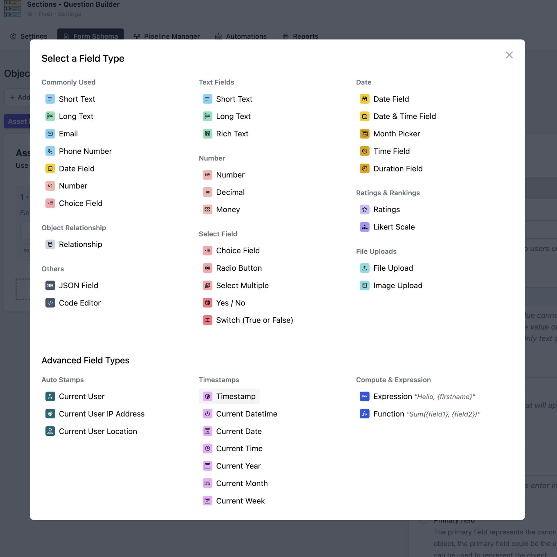 Screenshot of Antly Form Field Selector