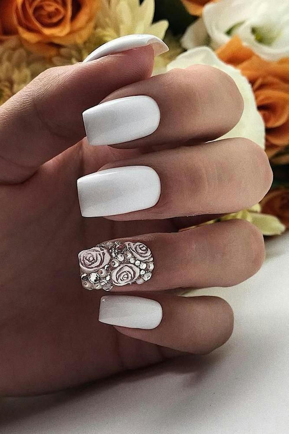 Elegant bridal nail art