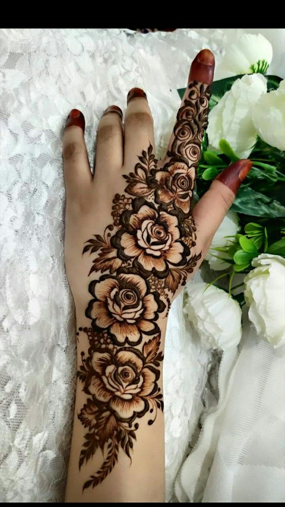 floral mehndi design for brides