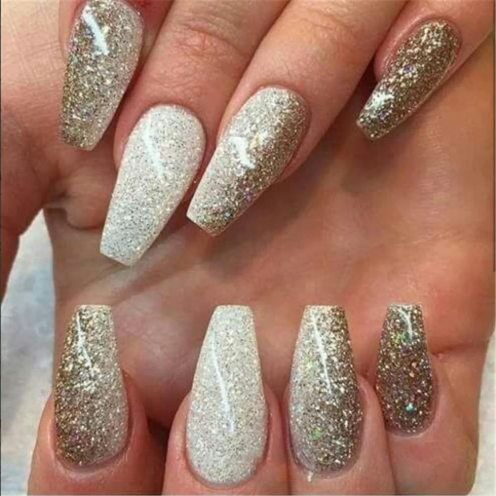 shimmery bridal nail art