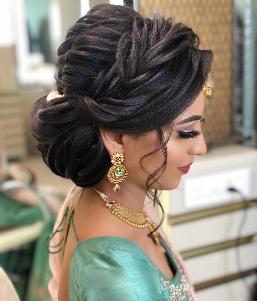 Image may contain: 3 people | Indian wedding hairstyles, Bridal hair buns,  Indian hairstyles