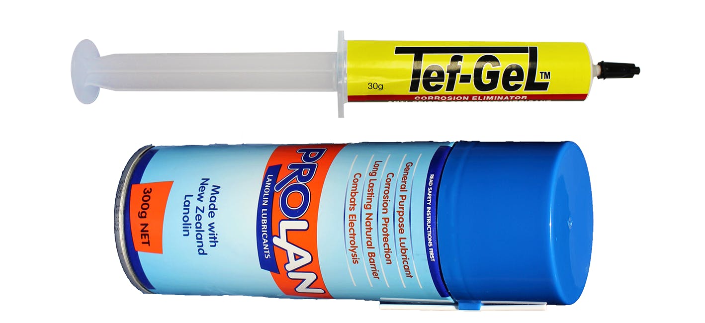 Tef gel and prolan lubricants and corrosion inhibitors