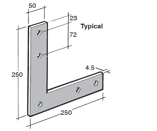 Bowmac B45 Galvanised Strap Dimensions