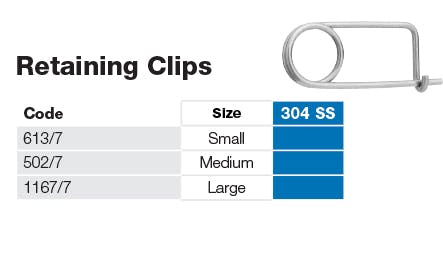 Stainless Retaining Clip Sizes