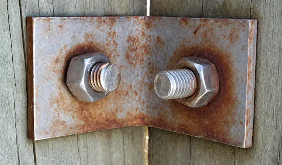 304 stainless bracket showing signs of tea-staining near the coast