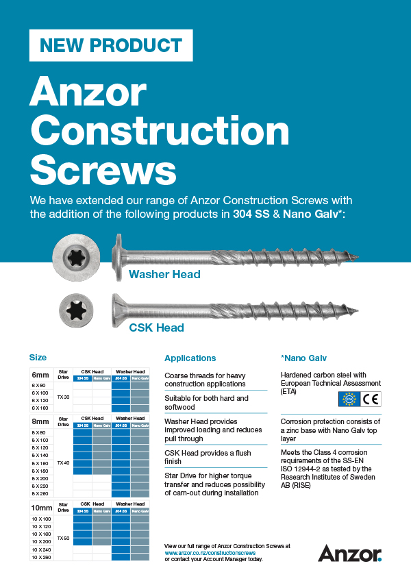 Csk Hwf Construction Screws Anzor Fasteners