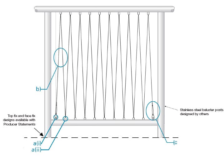 Vertical Wire Balustrading System for Metal Frames