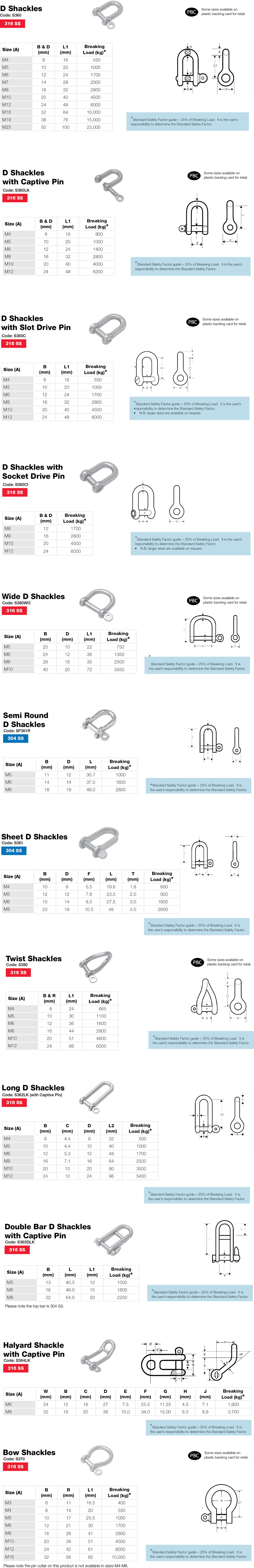 Stainless Marine D Shackles