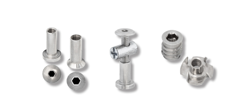 Stainless Steel Barrel Nuts Furniture Bolts and Nuts and Wood Inserts