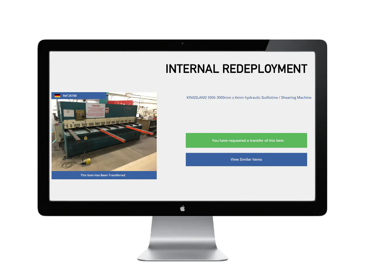 screen with internal redeployment web page displayed