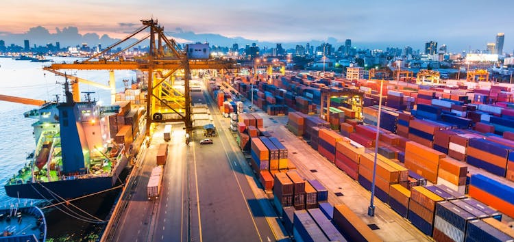 Shipping containers at a port
