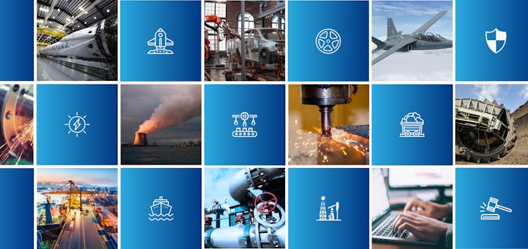 Banner showing Apex Auctions machinery and sector icons