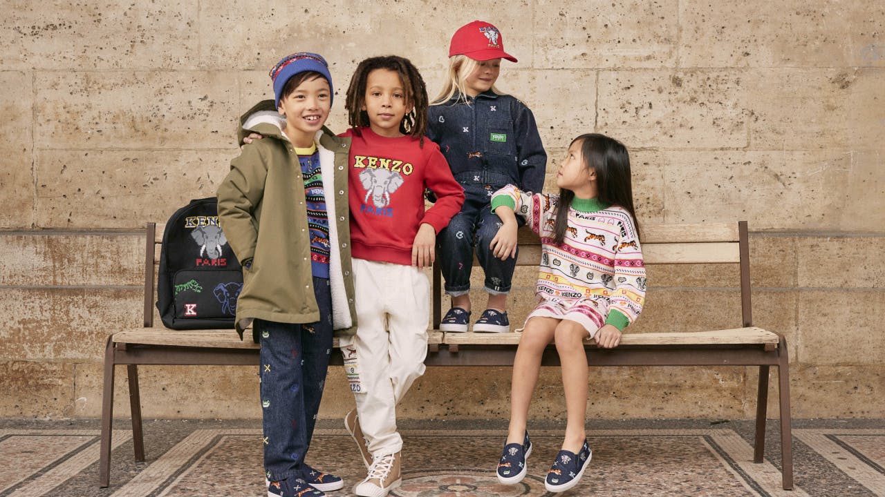 Children dressed in Kids around brands