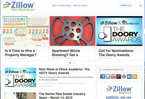 Screenshot of Zillow for Pros Blog.