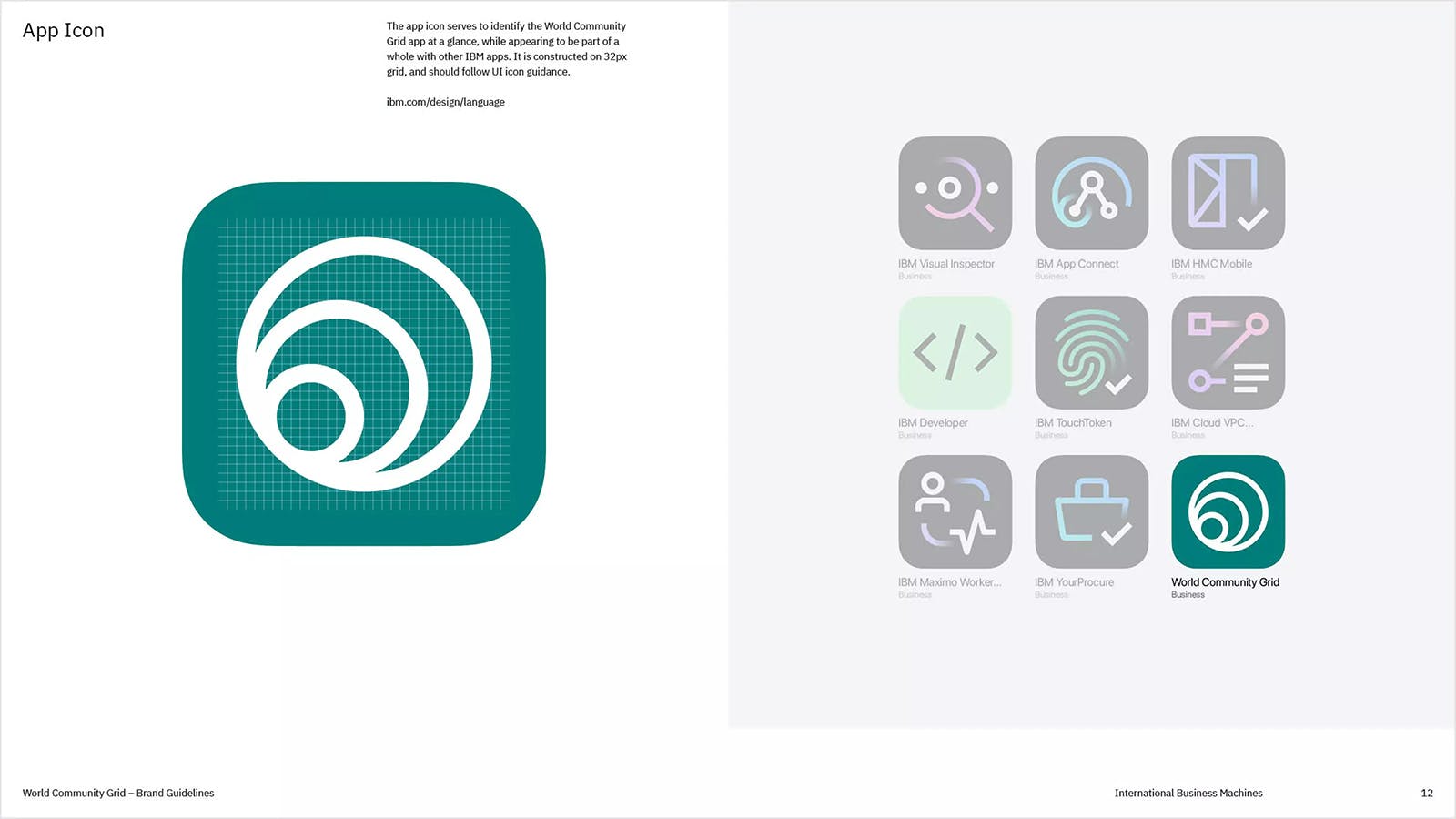 An overview of the App icon compared to similar IBM app icons