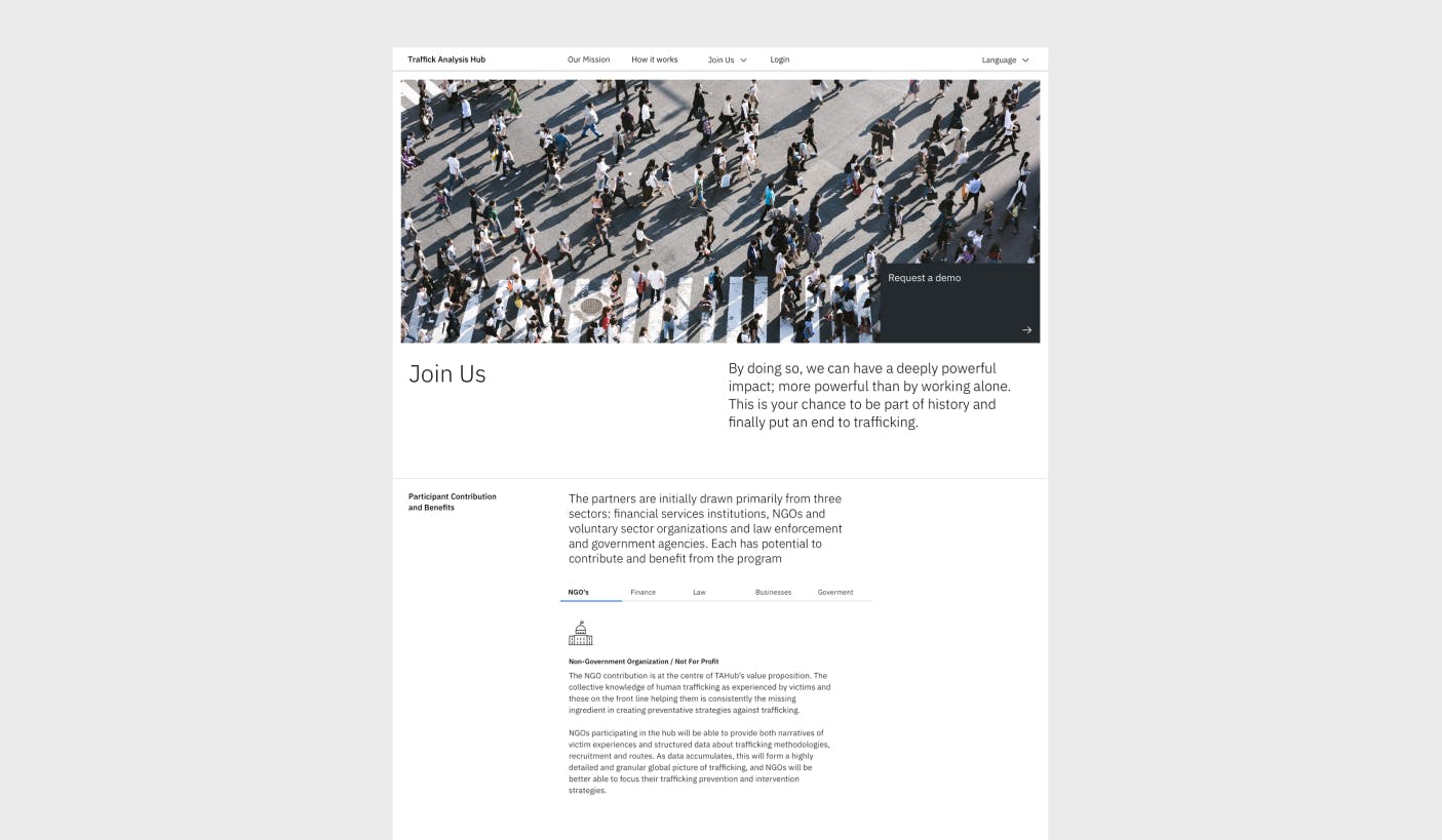 Screenshot of Our Mission page