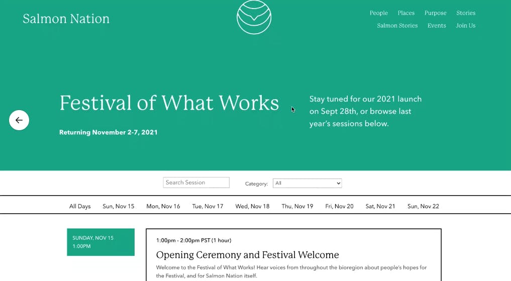 Screenshot of Festival of What Works—before All Purpose's engagement