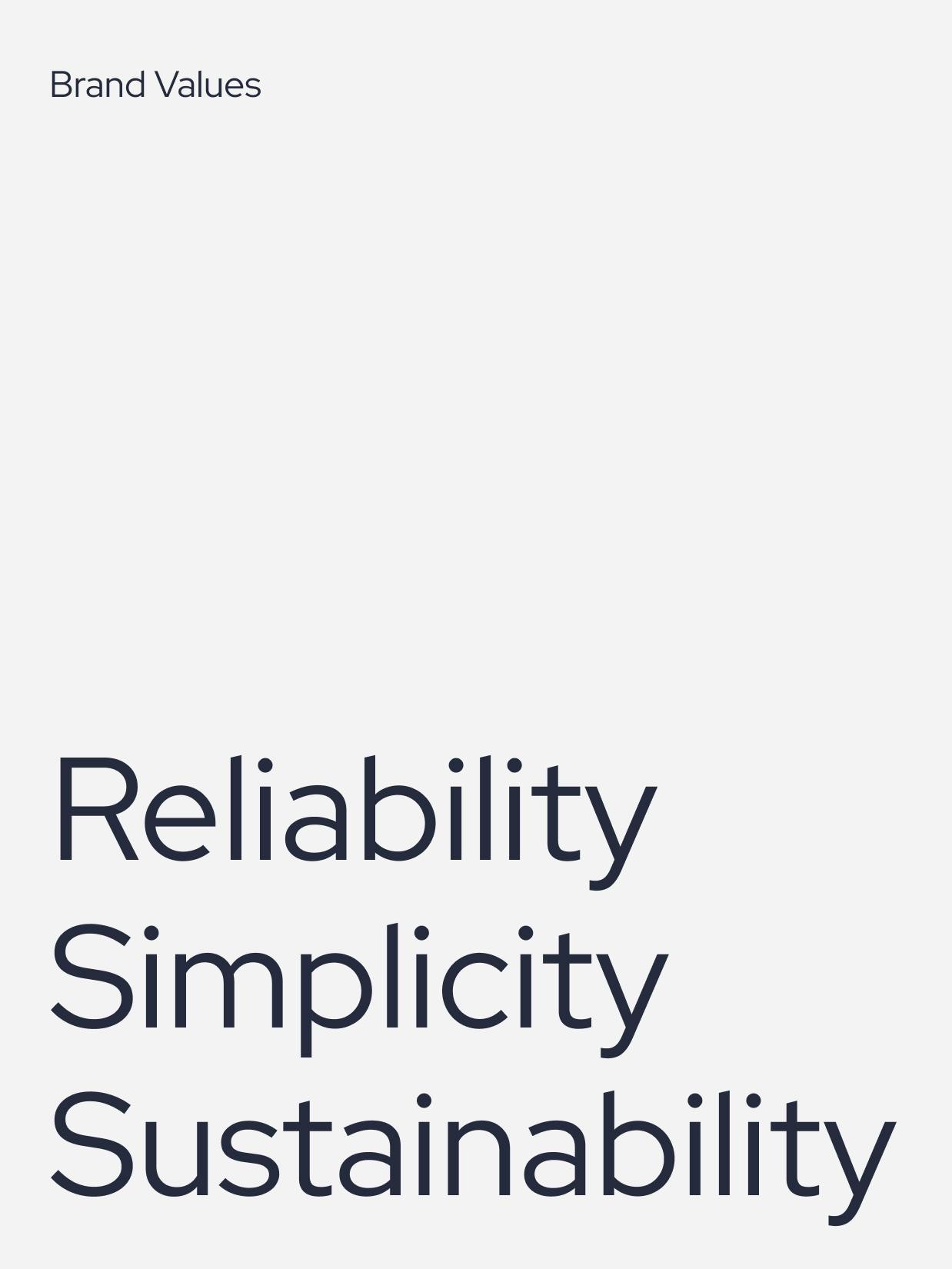 FINN – Branding "A Sustainable Car Subscription Service": Screenshot showing "Brand Values" with "Reliability Simplicity Sustainability" by HY.AM