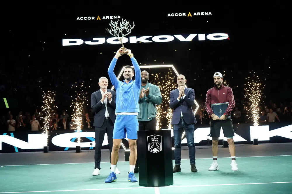 Gilles Moretton, Novak Djokovic, Teddy Riner, Cedric Pioline, Grigor Dimitrov, Rolex Paris Masters 2023, Simple Messieurs, Remise de Prix