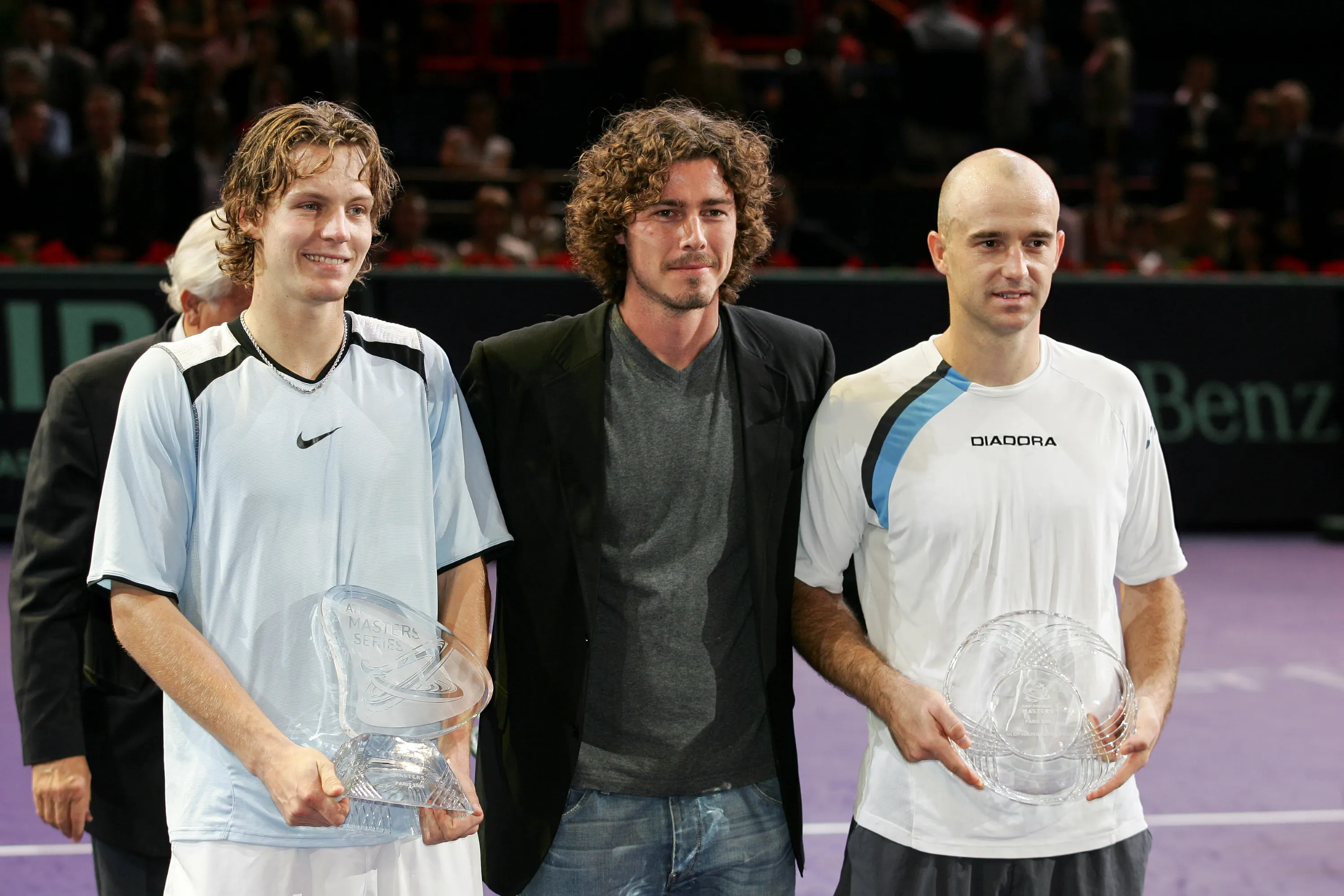 Thomas Berdych, Marat Safin & Ivan Ljubicic / Photocall trophées - Rolex Paris Masters 2005