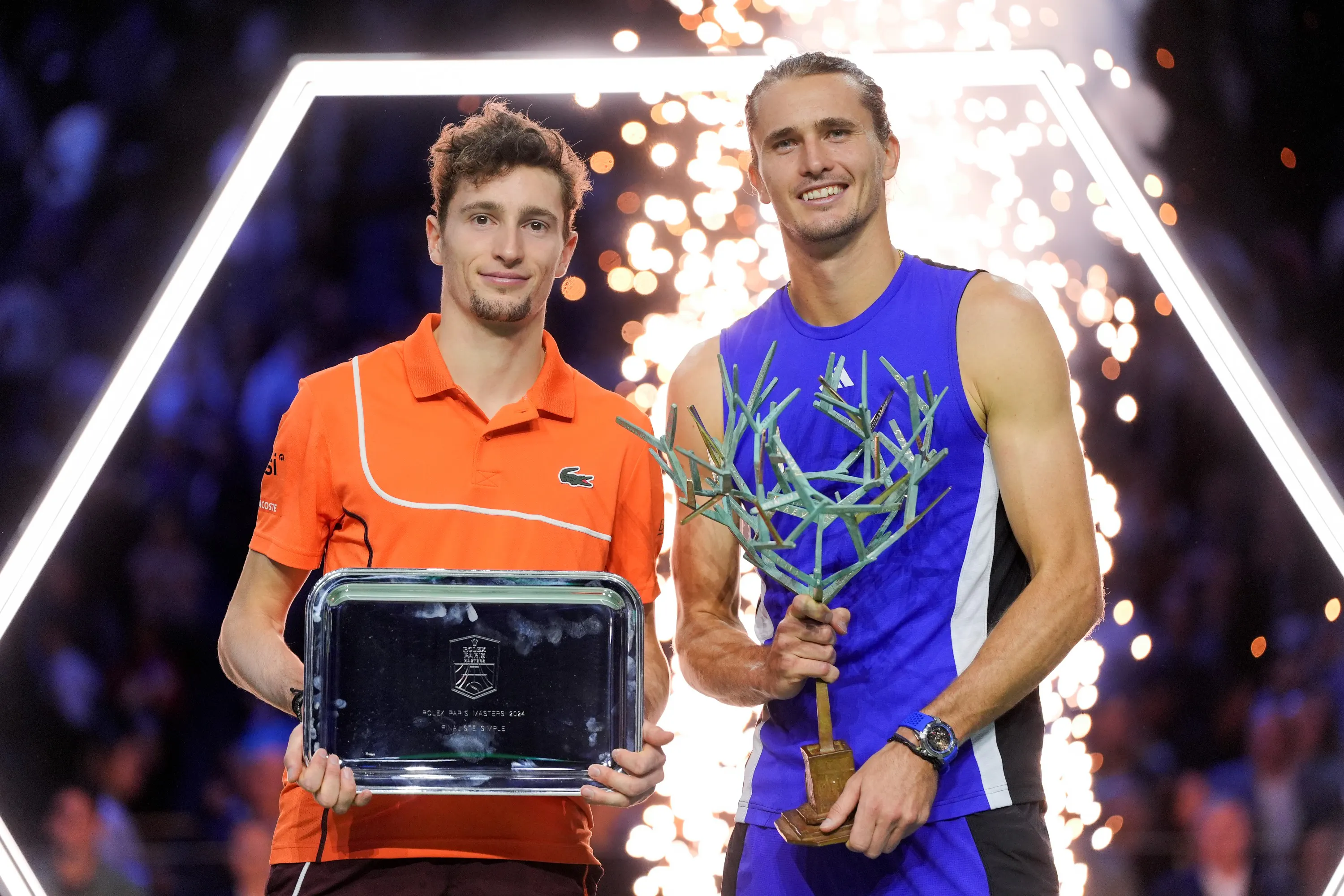 Ugo Humbert & Alexander Zverev / Photocall trophées - Rolex Paris Masters 2024